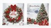 Pack of 12 Traditional Scenic Christmas Cards - Xmas Tree & Holly Wreath Glitter