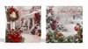 Pack of 12 Square Scenic Christmas Cards - Red Baubles on Wreath & Tree in Snow