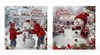 Pack of 12 Scenic Square Christmas Cards - Boys Building Snowman with Glitter