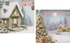 Pack of 12 Square Scenic Christmas Cards - Snowy Log Cabin in Woods with Glitter