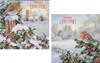 Pack of 12 Square Scenic Christmas Cards - Robin Holly & Church in Snow Glitter