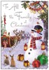 Jonny Javelin To a Special Family Christmas Card - Santa Sleigh Snowman 9x6.25"