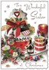 Jonny Javelin Sister Christmas Card - Xmas Pudding with Glitter Foil 9x6.25"