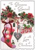 Jonny Javelin Someone Special Christmas Card - Stocking & Flowers Glitter 9x6.25