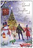 Jonny Javelin Daughter & Son in Law Christmas Card - Tree Couple Skating 9x6.25"