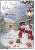 Jonny Javelin Sister & Brother-in-Law Christmas Card -Snowmen Foil 9x6.25"