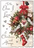 Jonny Javelin One I Love Christmas Card - Doves on Wreath Glitter Foil 9x6.25"