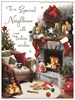 Jonny Javelin Neighbour Christmas Card Dog in Living Room Glitter Foil 7.25x5.5