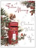 Jonny Javelin Open Christmas Card - Red Post Box Squirrel with Glitter 7.25x5.5"