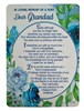 Loving Memory Graveside Memorial Card Blue with Flowers - Dear Grandad 5.75"x4"