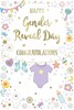 Gender Reveal Card - Unisex Boy or Girl Babygro Socks Stars Gold Foil 9x6"