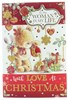 Women I Love Christmas Card - Bear, Xmas Pudding Gifts Glitter & Foil 9 x 6"