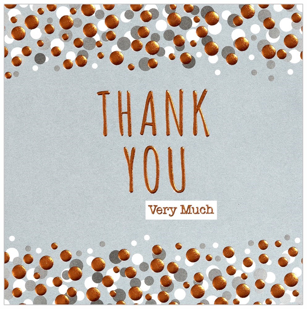 36 Multi Pack Thank You Cards & Envelopes Grey with Copper White