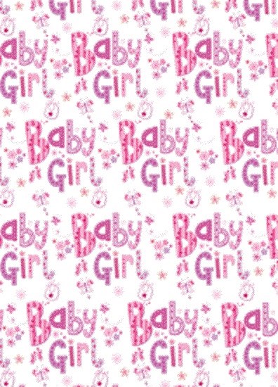 New Baby Girl Gift Wrapping Paper 1 Sheet & Matching Tag - Flowers