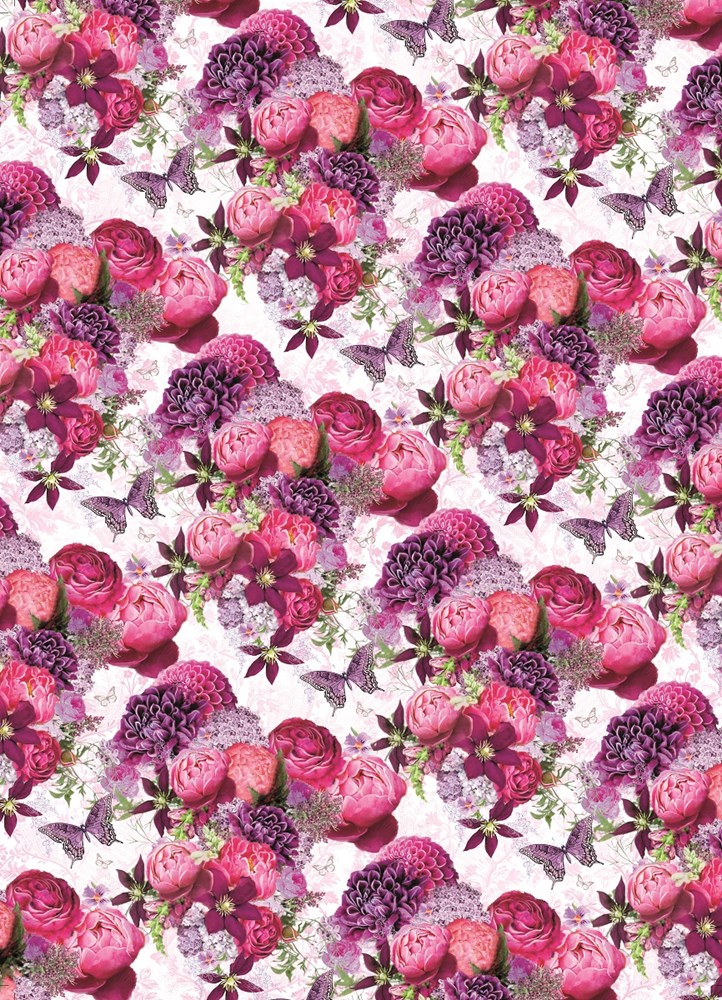 Female Pink Roses & Butterflies Wrapping Paper - 1 Sheet & Matching
