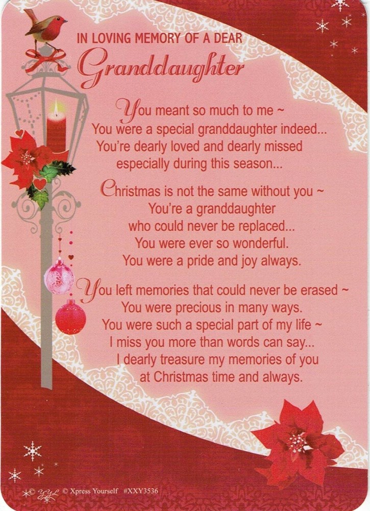 Loving Memory Christmas Graveside Memorial Card  Dear Granddaughter 6