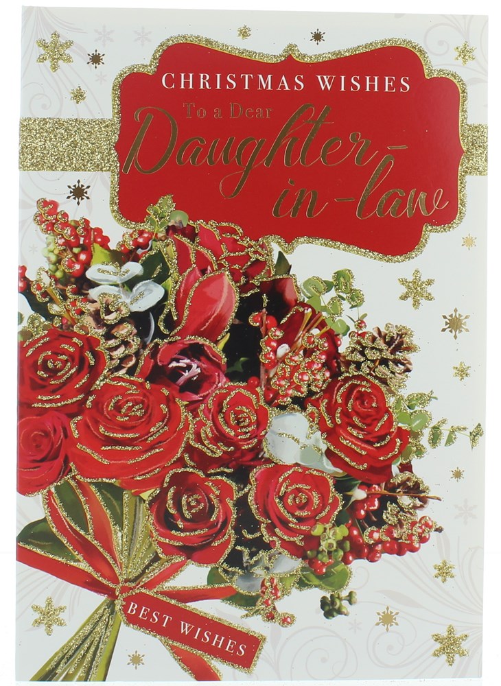 DaughterinLaw Christmas Card Bouquet of Flowers with Glitter & Foil