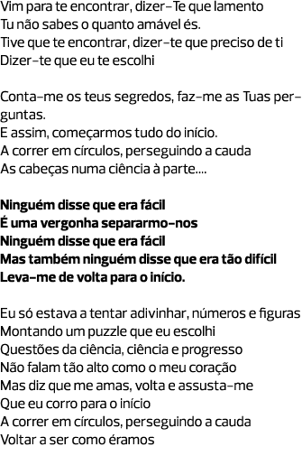 Vim para te encontrar, dizer-Te que lamento Tu não sabes o quanto amável és. Tive que te encontrar, dizer-te que prec...