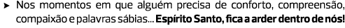 Nos momentos em que alguém precisa de conforto, compreensão, compaixão e palavras sábias... Espírito Santo, fica a ar...