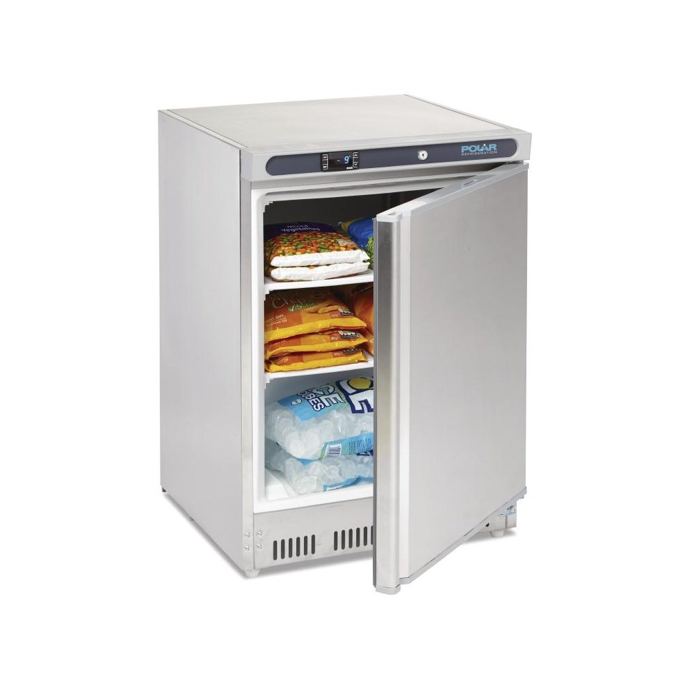 Polar CD081 undercounter stainless steel freezer 140 Litre