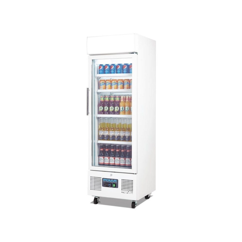 Polar DM075 Upright Display Fridge 218Ltr White