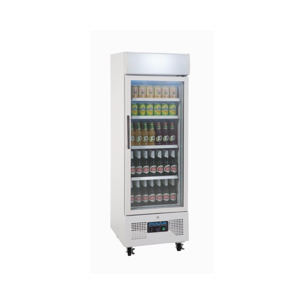 Polar DM075 Upright Display Fridge 218Ltr White