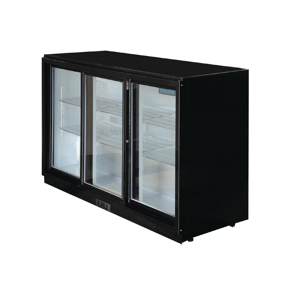 Polar GL013 Back Bar Cooler with Sliding Doors in Black 320Ltr