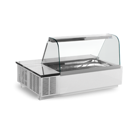 Igloo Tatiana Gastronorm Display Counter Stainless Steel Decking White powder pa