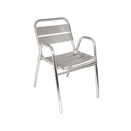 4x Bolera Stacking Aluminium Chairs Arched Arm