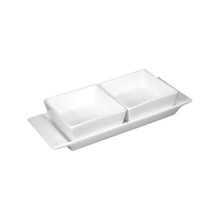 2x Olympia U815 2 Section Snack Dish with Plate Crockery