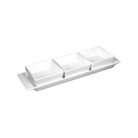 2x Olympia U816 3 Section Dish Snack Dishes with Plate Crockery
