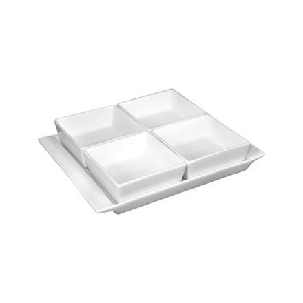 2 x Olympia U817 Whiteware Snack Dishes with Plates 4 Section