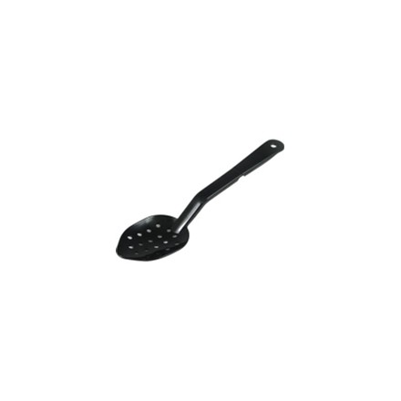 Kristallon Y549 11"/290mm Serving Spoon - Perforated Black Polycarbonate Utensil