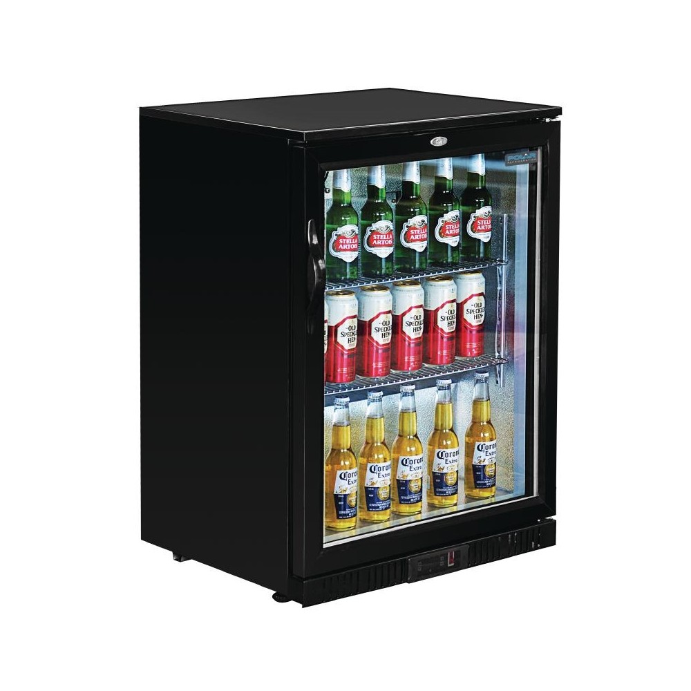 Polar GL011 Single Door Back Bar Cooler in Black with LED Lighting