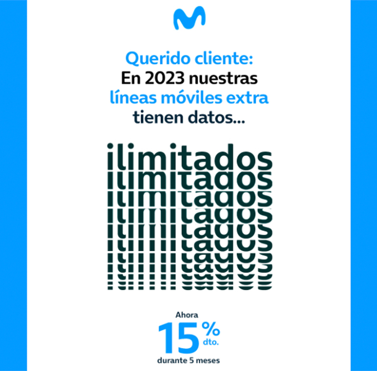 MOVISTAR: tarifa con datos ilimitados 15% durante 5 meses