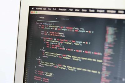 Computer screen with code editor open