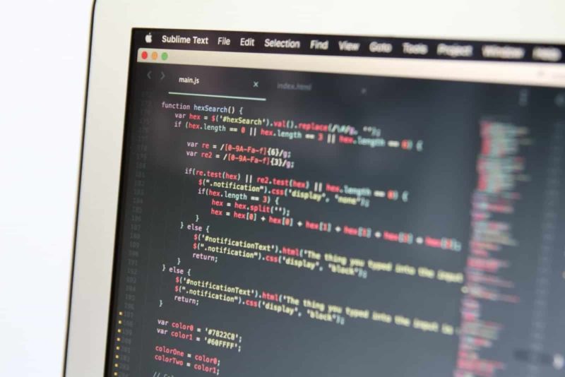 Computer screen with code editor open