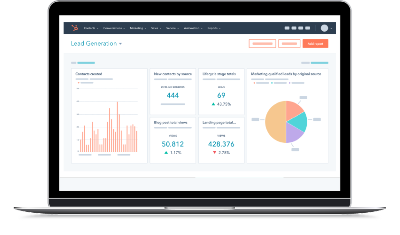 Hubspot demo view on laptop screen