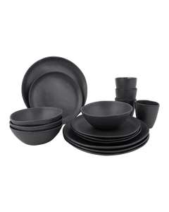 Servis Hoxton Mörkgrå 16 Delar. Melamin