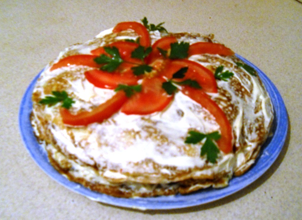 Блинный кабачковый торт.