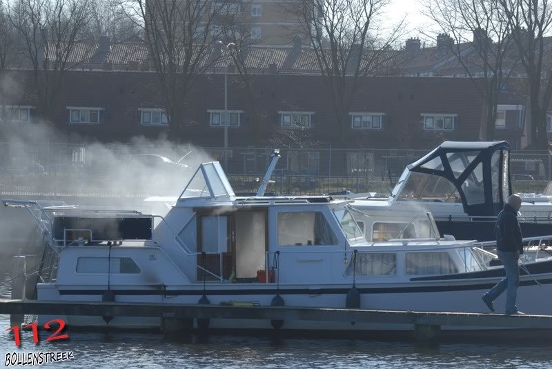 Brand in boot Haringkade Katwijk