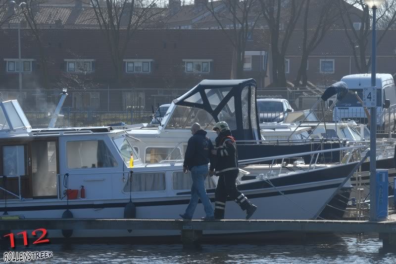 Brand in boot Haringkade Katwijk