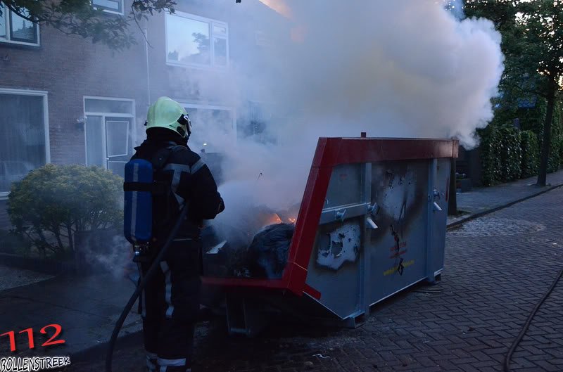 Buitenbrand afval container Rembrandtlaan Voorhout