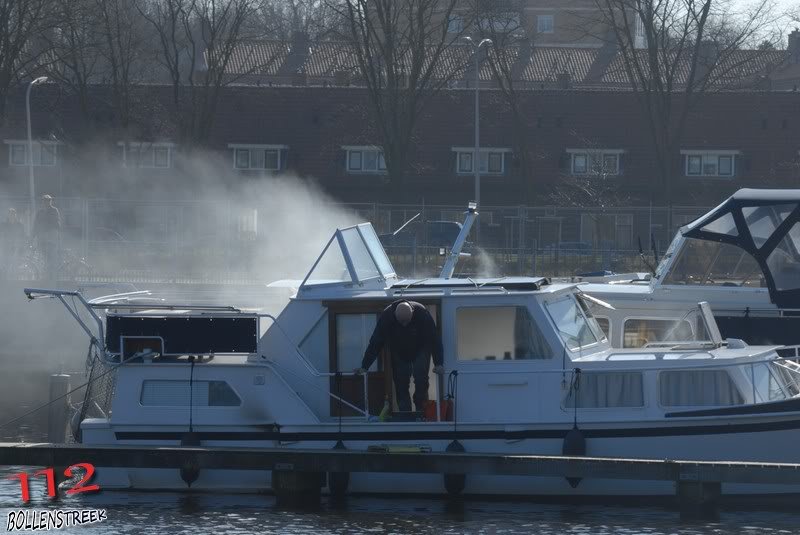 Brand in boot Haringkade Katwijk