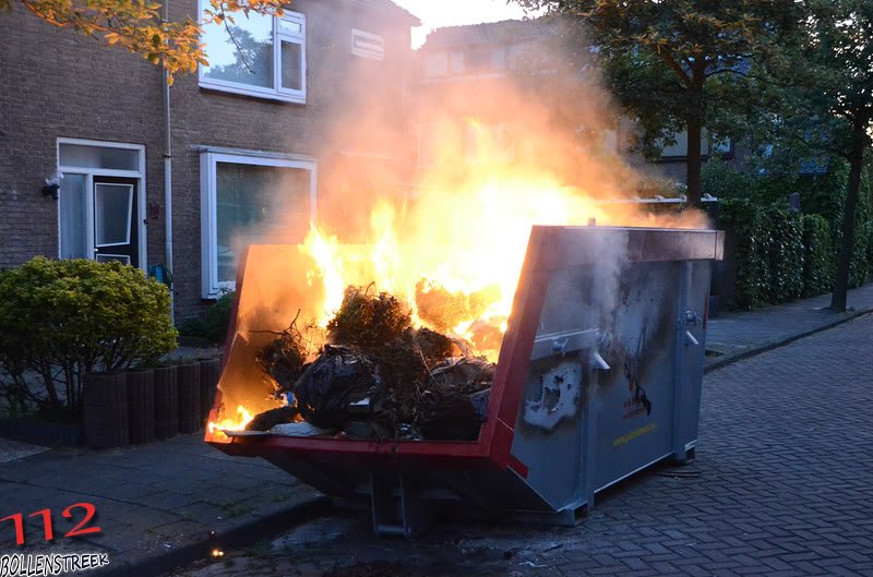 Buitenbrand afval container Rembrandtlaan Voorhout