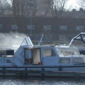 Brand in boot Haringkade Katwijk