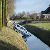 Auto te water IJweg Zwanenburg