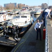 Brand in boot Haringkade Katwijk