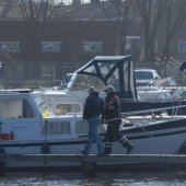 Brand in boot Haringkade Katwijk