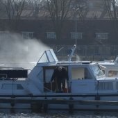 Brand in boot Haringkade Katwijk